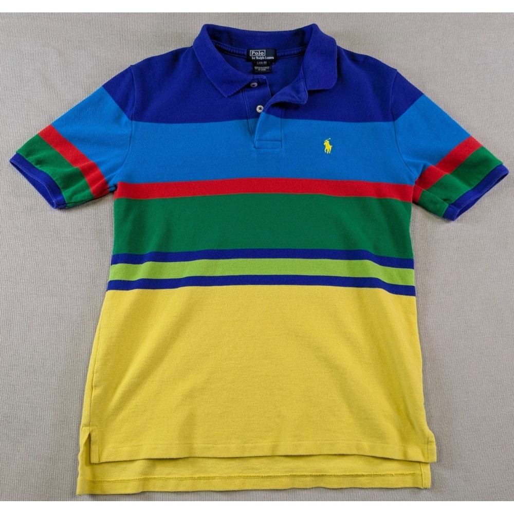 Polo Ralph Lauren Shirt YOUTH Boys Large Colorblock Pony Polo Preppy School